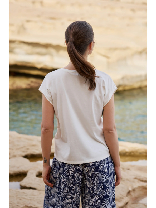 Moodo Halenka z bavlny s čipkou biela Moodo