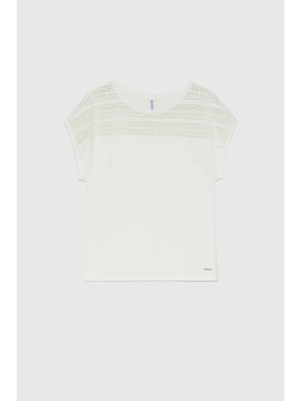 Moodo Halenka z bavlny s čipkou biela Moodo