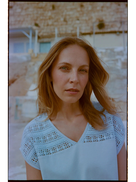 Moodo Halenka z bavlny s čipkou svetlo modrá Moodo