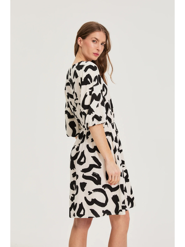 Moodo Viskózové šaty s potlačou béžové Moodo