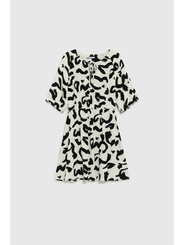 Moodo Viskózové šaty s potlačou béžové Moodo
