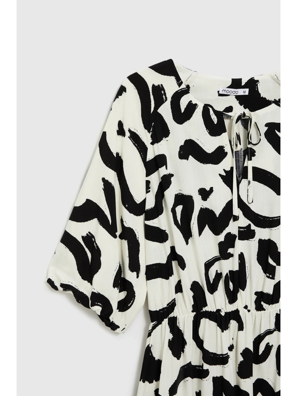 Moodo Viskózové šaty s potlačou béžové Moodo