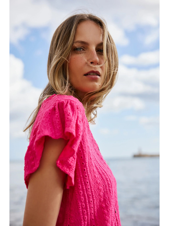 Moodo Halenka s výstrihom do V fuksijová Moodo