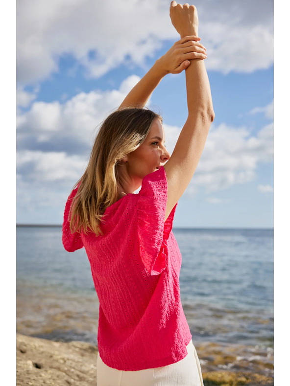 Moodo Halenka s výstrihom do V fuksijová Moodo