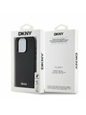 DKNY PU kožený strieborný zadný kryt s kovovým logom Magsafe pre iPhone 15 Pro Black DKNY