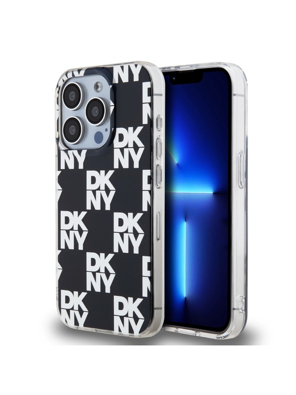DKNY Zadný kryt PC/TPU s károvaným vzorom pre iPhone 15 Pro čierny DKNY