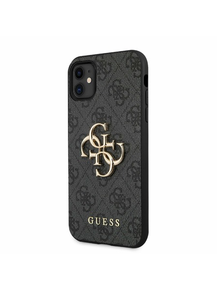 Guess Guess PU 4G Kovové logo zadného krytu pre iPhone 11 Sivá