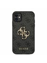 Guess Guess PU 4G Kovové logo zadného krytu pre iPhone 11 Sivá