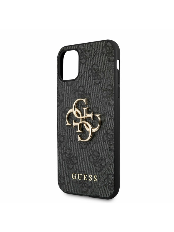 Guess Guess PU 4G Kovové logo zadného krytu pre iPhone 11 Sivá