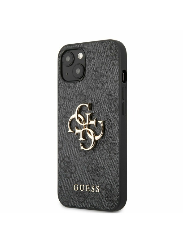 Guess PU 4G Metal Logo Zadní Kryt pro iPhone 13 Grey Obal na telefón