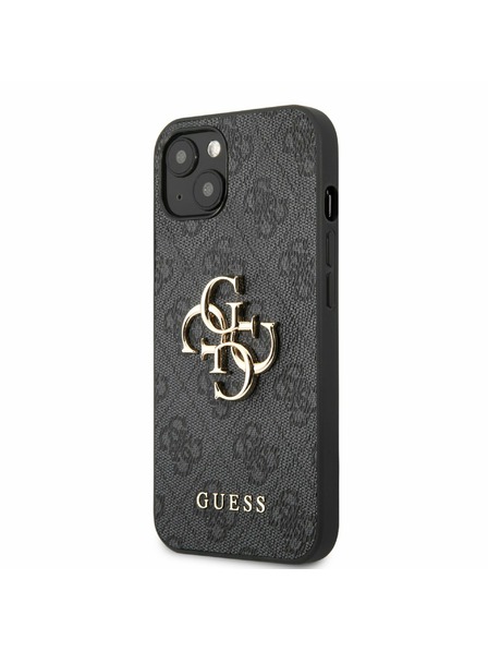 Guess PU 4G Metal Logo Zadní Kryt pro iPhone 13 Grey Obal na telefón