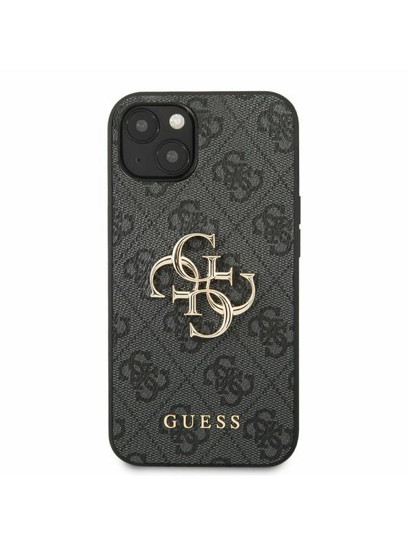 Guess PU 4G Metal Logo Zadní Kryt pro iPhone 13 Grey Obal na telefón