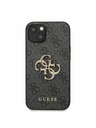 Guess PU 4G Metal Logo Zadní Kryt pro iPhone 13 Grey Obal na telefón