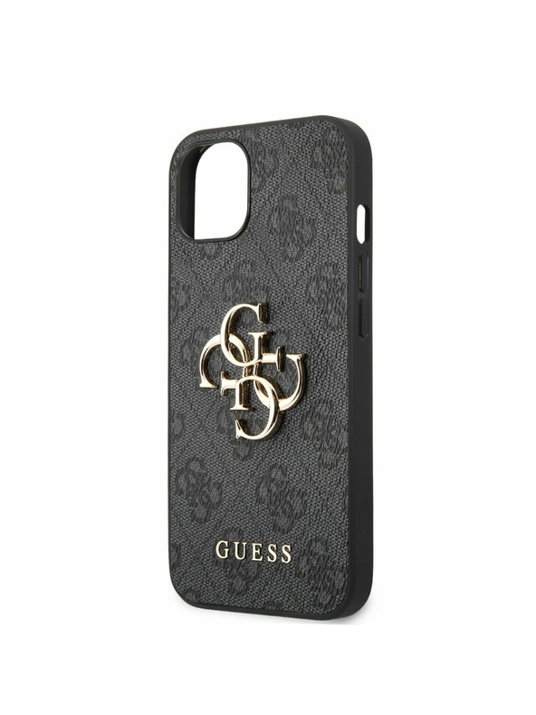 Guess PU 4G Metal Logo Zadní Kryt pro iPhone 13 Grey Obal na telefón