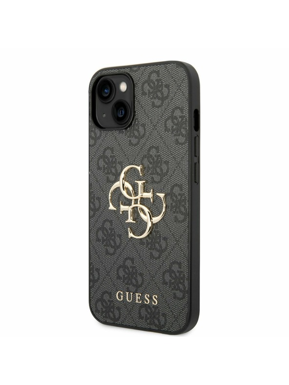 Guess PU 4G Metal Logo Zadní Kryt pro iPhone 14 Grey Obal na telefón