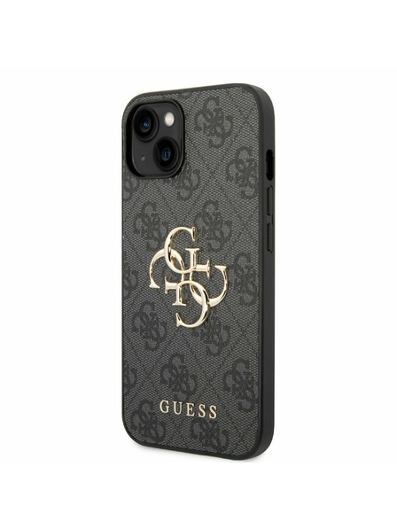 Guess PU 4G Metal Logo Zadní Kryt pro iPhone 14 Grey Obal na telefón