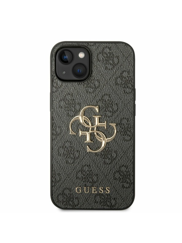 Guess PU 4G Metal Logo Zadní Kryt pro iPhone 14 Grey Obal na telefón