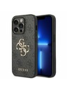 Guess Guess PU 4G zadný kryt s kovovým logom pre iPhone 14 Pro sivý