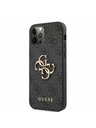 Guess PU 4G Metal Logo Zadní Kryt pro iPhone 12/12 Pro Grey Obal na telefón