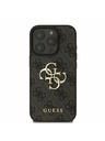 Guess Guess PU 4G Metal Logo Zadný kryt pre iPhone 16 Pro Max sivý