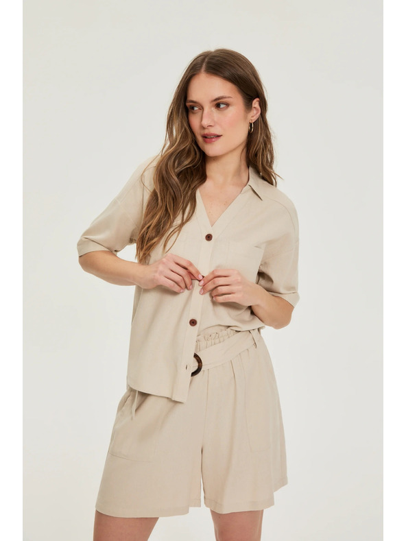 Moodo Košeľa s krátkymi rukávmi béžová Moodo