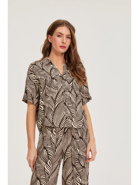 Moodo Viskózová košeľa hnedá Moodo