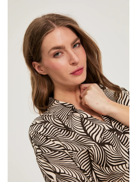 Moodo Viskózová košeľa hnedá Moodo