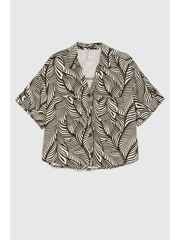 Moodo Viskózová košeľa hnedá Moodo