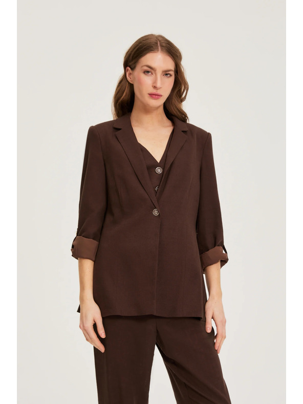 Moodo Sako so zmesou ľanu hnedé Moodo