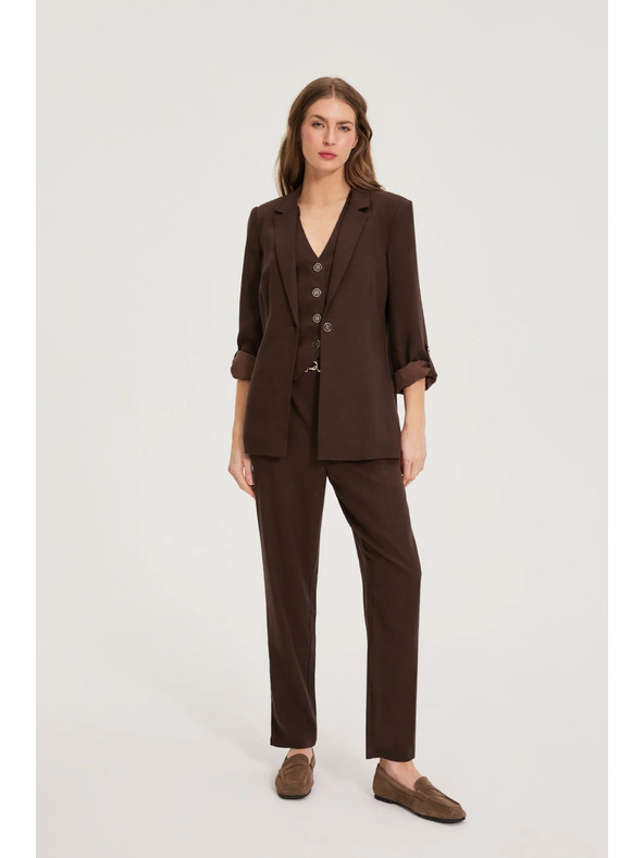 Moodo Sako so zmesou ľanu hnedé Moodo