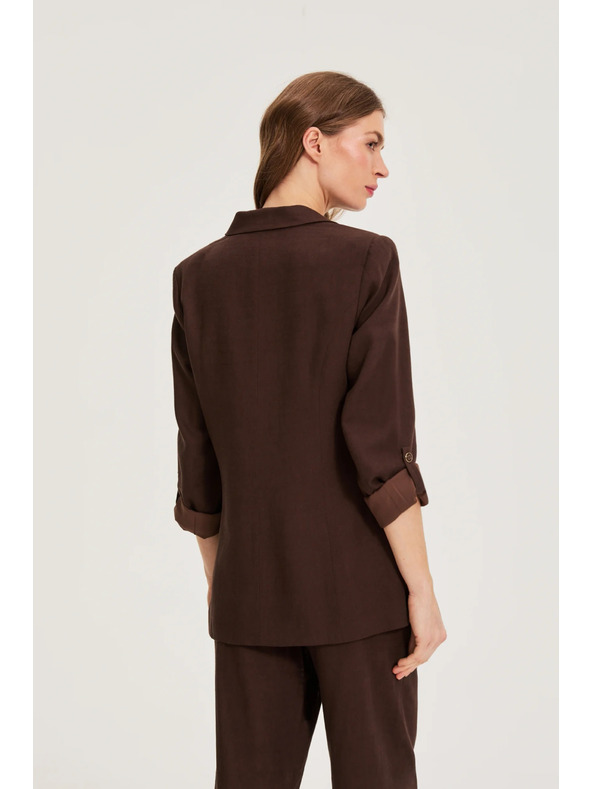 Moodo Sako so zmesou ľanu hnedé Moodo