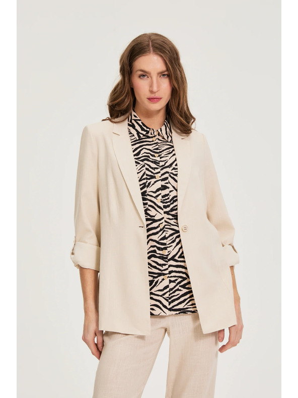 Moodo Sako so zmesou ľanu béžové Moodo