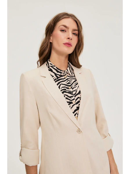 Moodo Sako so zmesou ľanu béžové Moodo