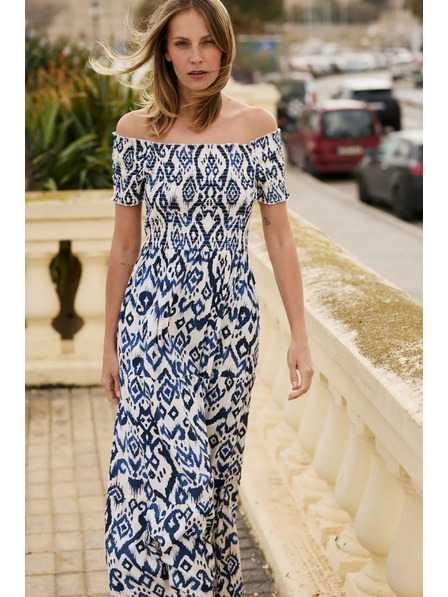 Moodo Dlhé šaty z viskózy biela Moodo