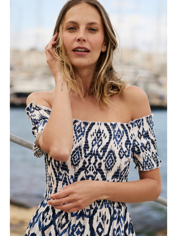 Moodo Dlhé šaty z viskózy biela Moodo