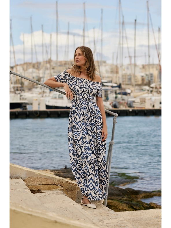 Moodo Dlhé šaty z viskózy biela Moodo