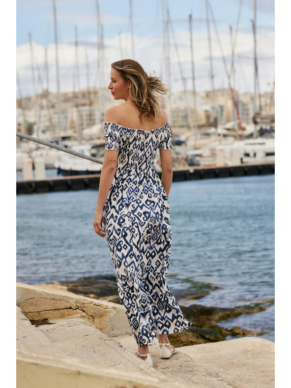 Moodo Dlhé šaty z viskózy biela Moodo