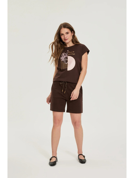 Moodo Bavlnené šortky hnedé Moodo