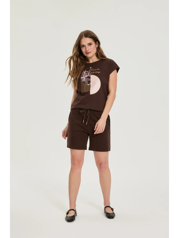 Moodo Bavlnené šortky hnedé Moodo
