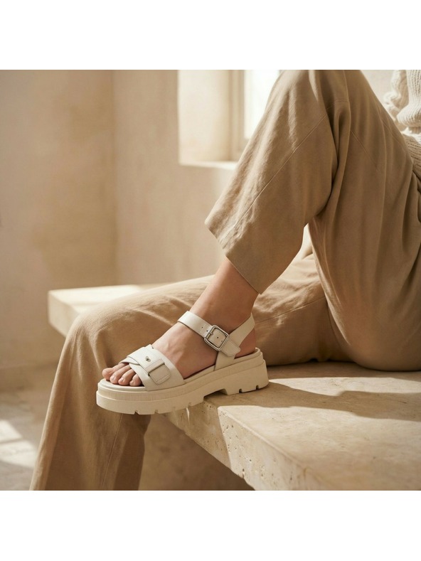 Geox Krémové dámske sandále Geox Adacter S B