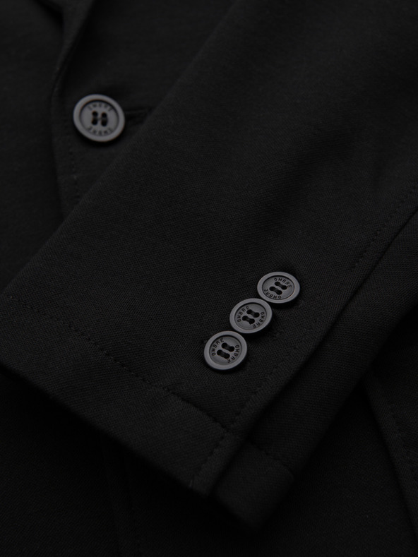 Ombre Clothing Pánske čierne sako SLIM s jemnou textúrou