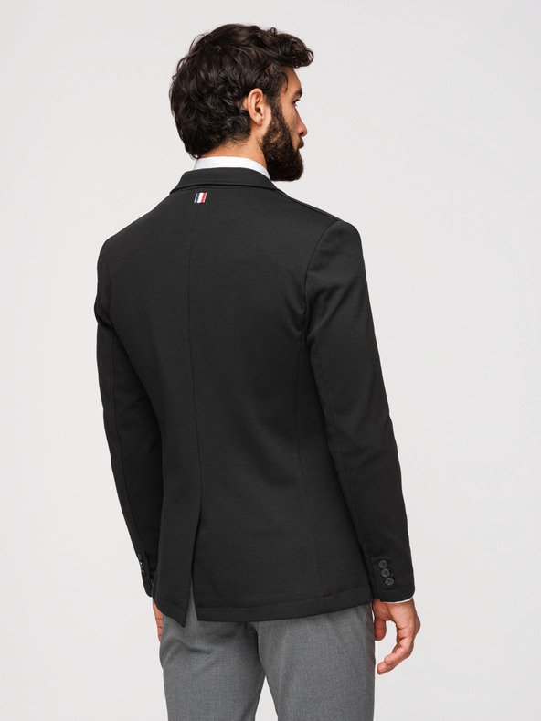 Ombre Clothing Pánske čierne sako SLIM s jemnou textúrou