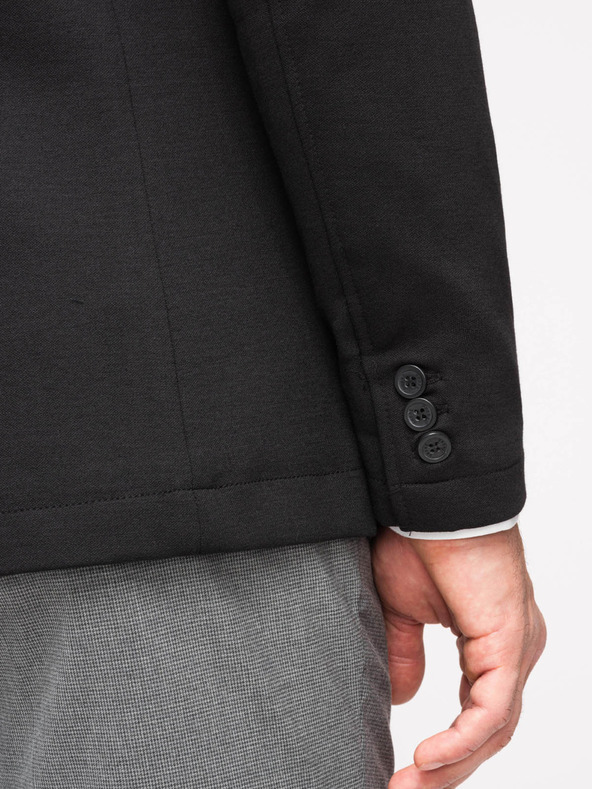 Ombre Clothing Pánske čierne sako SLIM s jemnou textúrou