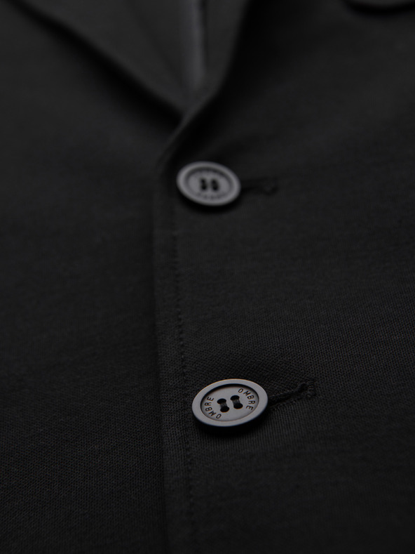 Ombre Clothing Pánske čierne sako SLIM s jemnou textúrou