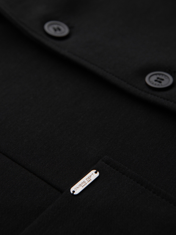 Ombre Clothing Pánske čierne sako SLIM s jemnou textúrou