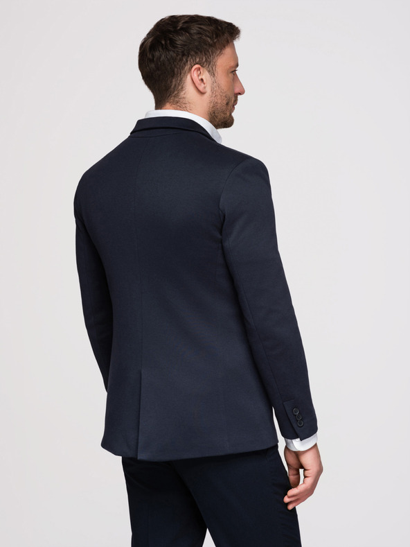 Ombre Clothing Pánske pletené sako strihu SLIM FIT - tmavo modré V3 M170 Ombre Clothing