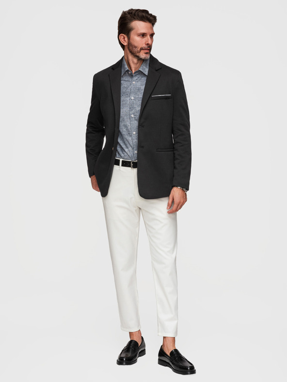 Ombre Clothing Pánske pletené sako strihu SLIM FIT - čierne V5 M170 Ombre Clothing