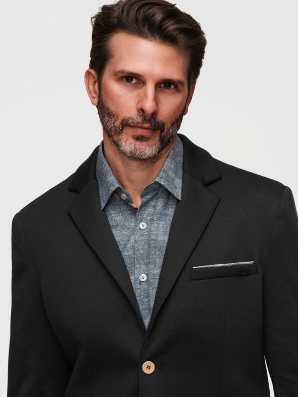 Ombre Clothing Pánske pletené sako strihu SLIM FIT - čierne V5 M170 Ombre Clothing