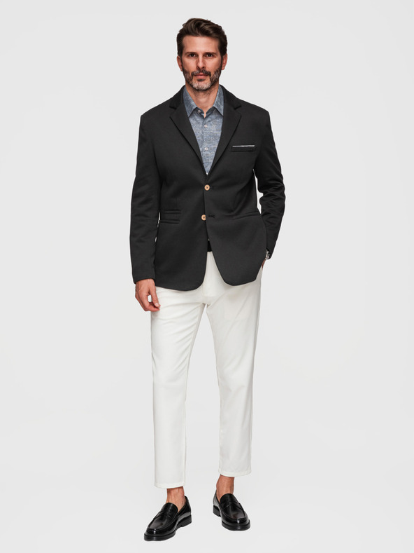 Ombre Clothing Pánske pletené sako strihu SLIM FIT - čierne V5 M170 Ombre Clothing