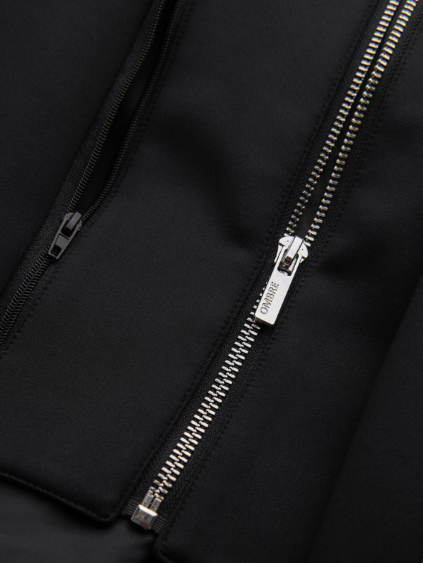 Ombre Clothing Štýlové pánske sako s odnímateľnou podšívkou a nastaviteľnou kapucňou - čierne V1 M168 Ombre Clothing